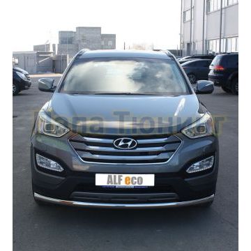 Защита переднего бампера 60 мм ALFeco для Hyundai Santa Fe 2012-2015