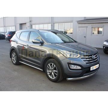 Защита передняя овальная большая 75х42 мм ALFeco для Hyundai Santa Fe 2012-2015