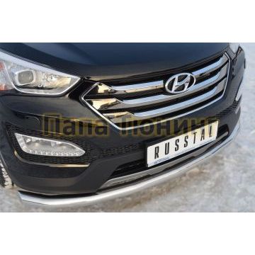 Защита переднего бампера d76 секции РусСталь для Hyundai Santa Fe 2012-2015