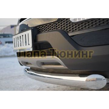 Защита переднего бампера d76 дуга РусСталь для Hyundai Santa Fe 2012-2015