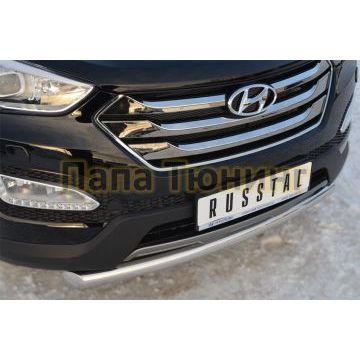 Защита переднего бампера d76 дуга РусСталь для Hyundai Santa Fe 2012-2015