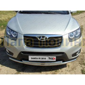 Защита передняя двойная 60-50 мм ТСС для Hyundai Santa Fe 2010-2012 Защита передняя двойная 60-50 мм ТСС для Hyundai Santa Fe 2010-2012