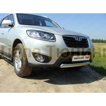 Защита передняя овальная 75х42 мм ТСС для Hyundai Santa Fe 2010-2012