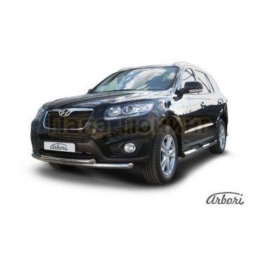 Защита передняя двойная 57-57 мм Slitkoff для Hyundai Santa Fe 2010-2012