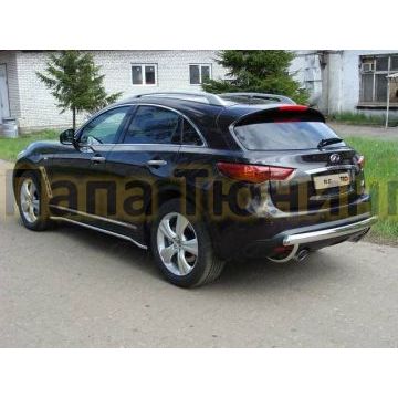 Защита заднего бампера овальная 75х42 мм ТСС для Infiniti FX35/37/50 2008-2014