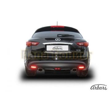 Защита заднего бампера чёрная сталь 76 мм Slitkoff для Infiniti FX35/50 2008-2014