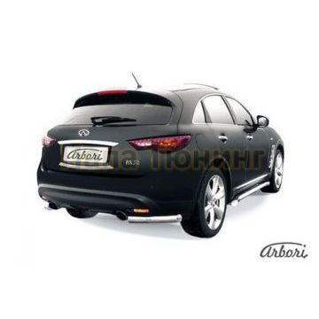 Защита задняя уголки чёрная сталь 57 мм Slitkoff для Infiniti FX35/50 2008-2014