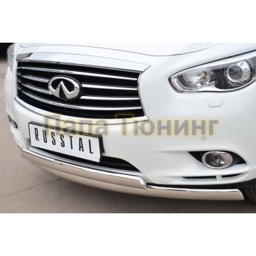 Защита передняя овальная двойная 75х42-75х42 мм РусСталь для Infiniti QX60/JX35 2012-2016