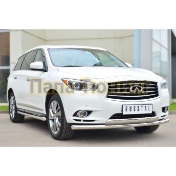 Защита передняя двойная 63-75х42 мм секции-дуга РусСталь для Infiniti QX60/JX35 2012-2016