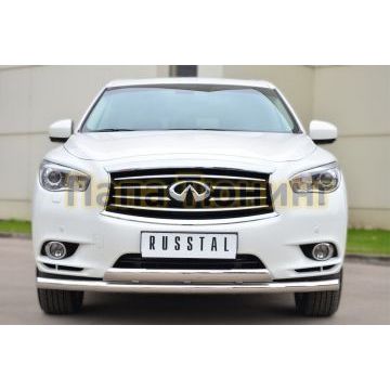 Защита передняя двойная 63-75х42 мм секции-дуга РусСталь для Infiniti QX60/JX35 2012-2016