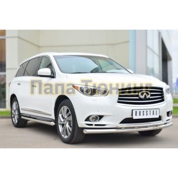 Защита передняя двойная d57-d42 РусСталь для Infiniti QX60/JX35 2012-2016