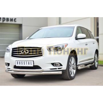Защита передняя двойная d76-d57  дуга РусСталь для Infiniti QX60/JX35 2012-2016