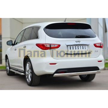 Защита заднего бампера овальная 75х42 мм дуга РусСталь для Infiniti QX60/JX35 2012-2016