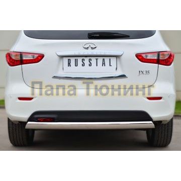 Защита заднего бампера овальная 75х42 мм дуга РусСталь для Infiniti QX60/JX35 2012-2016
