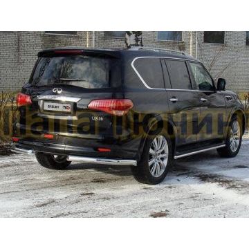 Защита заднего бампера уголки 76 мм ТСС для Infiniti QX56 2010-2013