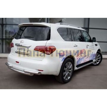 Защита заднего бампера двойная 76-d76 РусСталь для Infiniti QX56 2010-2013