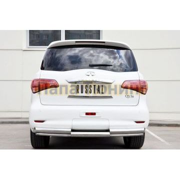 Защита задняя двойная d76-d42 РусСталь для Infiniti QX56 2010-2013