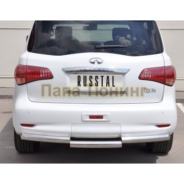 Защита заднего бампера ступень d76 РусСталь для Infiniti QX56 2010-2013