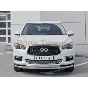Защита передняя двойная d57-d42 РусСталь для Infiniti QX60 2016-