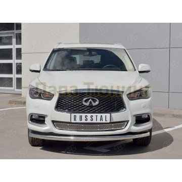 Защита переднего бампера дуга d57 РусСталь для Infiniti QX60 2016-