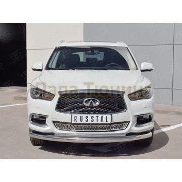 Защита передняя двойная d76-d42 РусСталь для Infiniti QX60 2016-