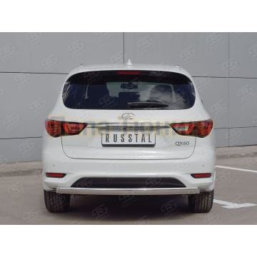 Защита заднего бампера овальная дуга 75х42 мм РусСталь для Infiniti QX60 2016-