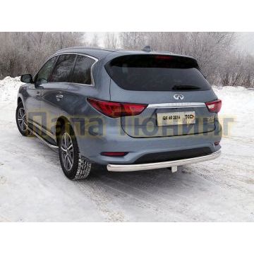 Защита заднего бампера овальная 75х42 мм ТСС для Infiniti QX60 2016-