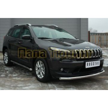 Защита переднего бампера d57 РусСталь для Jeep Cherokee 2014-2018