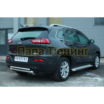 Защита заднего бампера двойная d57-d42 РусСталь для Jeep Cherokee 2014-2018