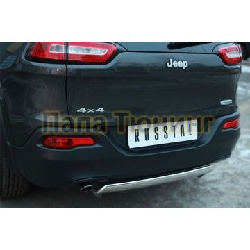Защита заднего бампера овальная 75х42 мм дуга РусСталь для Jeep Cherokee 2014-2018