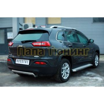 Защита заднего бампера овальная 75х42 мм дуга РусСталь для Jeep Cherokee 2014-2018