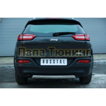 Защита заднего бампера овальная 75х42 мм дуга РусСталь для Jeep Cherokee 2014-2018