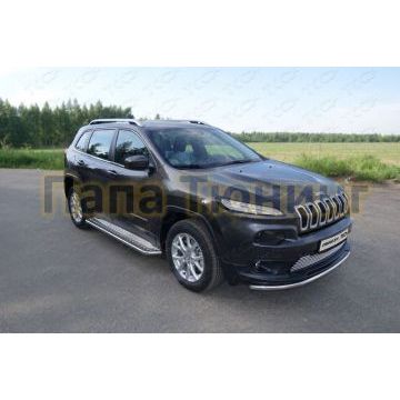 Защита переднего бампера 60 мм ТСС для Jeep Cherokee 2014-2018 Защита переднего бампера 60 мм ТСС для Jeep Cherokee 2014-2018