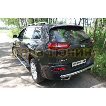 Защита заднего бампера центральная 60-42 мм ТСС для Jeep Cherokee 2014-2018 Защита заднего бампера центральная 60-42 мм ТСС для Jeep Cherokee 2014-2018