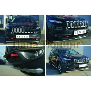 Защита переднего бампера d57 РусСталь для Jeep Cherokee Trailhawk 2014-