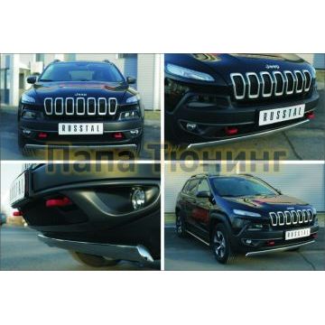 Защита передняя овальная 75х42 мм РусСталь для Jeep Cherokee Trailhawk 2014-