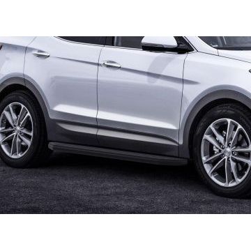 Пороги алюминиевые Rival Black-Premium для Hyundai Santa Fe/Santa Fe Premium 2012-2018