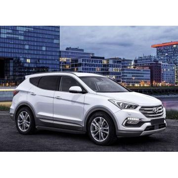 Пороги алюминиевые Rival Black-Premium для Hyundai Santa Fe/Santa Fe Premium 2012-2018