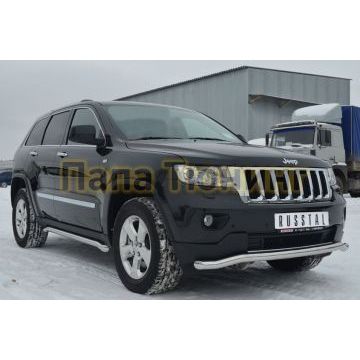 Защита переднего бампера d57 РусСталь для Jeep Grand Cherokee 2010-2013
