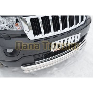 Защита передняя двойная d76-d42 РусСталь для Jeep Grand Cherokee 2010-2013