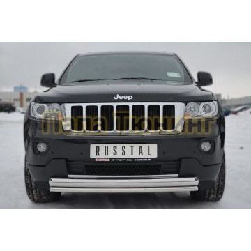 Защита передняя двойная d76-d42 РусСталь для Jeep Grand Cherokee 2010-2013