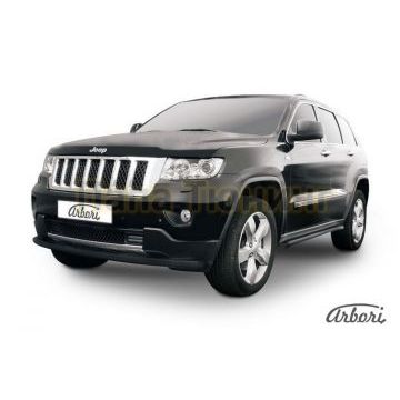 Защита передняя чёрная сталь радиусная 57 мм Slitkoff для Jeep Grand Cherokee 2010-2013