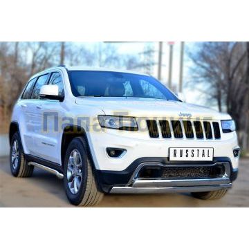 Защита передняя овальная двойная 75хd42 РусСталь для Jeep Grand Cherokee 2013-