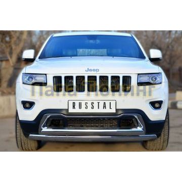 Защита передняя овальная двойная 75хd42 РусСталь для Jeep Grand Cherokee 2013-