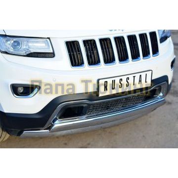 Защита передняя овальная двойная 75хd42 РусСталь для Jeep Grand Cherokee 2013-