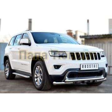 Защита передняя двойная с клыками d76 РусСталь для Jeep Grand Cherokee 2013-
