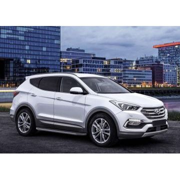 Пороги алюминиевые Rival Premium для Hyundai Santa Fe/Santa Fe Premium 2012-2018