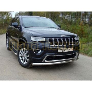 Защита передняя двойная 76-42 мм ТСС для Jeep Grand Cherokee 2013-