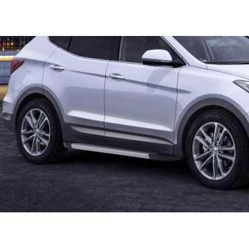 Пороги алюминиевые Rival Silver New для Hyundai Santa Fe/Santa Fe Premium 2012-2018