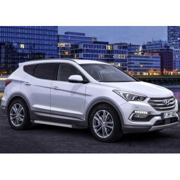Пороги алюминиевые Rival Silver New для Hyundai Santa Fe/Santa Fe Premium 2012-2018